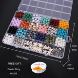 8mm Round Beads Bracelet Kit - Marble Loose Beads - Turquoise Turtle Star