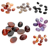 10pcs Oval Agate Stone Loose Beads Multicolor for DIY Jewelry Making