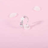 925 Silver Flower Ring Zircon Tail Adjustable Ring