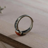 Silver Inlaid Red Tourmaline Adjustable Ring