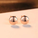 Lovely Rose 925 Silver Stud Earrings Delicate Round Fine Jewelry