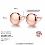Lovely Rose 925 Silver Stud Earrings Delicate Round Fine Jewelry