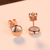 Lovely Rose 925 Silver Stud Earrings Delicate Round Fine Jewelry