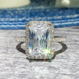 925 Silver Moissanite Square Ring for Women's Engagement