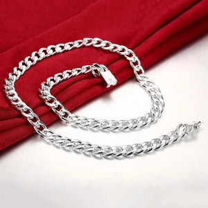 Elegant 925 Sterling Silver Chain Necklace Bracelets Set for Men