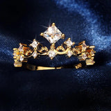 Crown Rings Women Bling Crystal Zircon Diamonds Gemstones Finger 18k Jewelry
