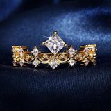 Crown Rings Women Bling Crystal Zircon Diamonds Gemstones Finger 18k Jewelry