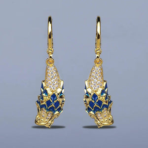 18k Golden Flower Enamel Earrings Christmas Gift Jewelry