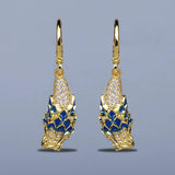 18k Golden Flower Enamel Earrings Christmas Gift Jewelry