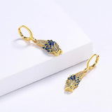 18k Golden Flower Enamel Earrings Christmas Gift Jewelry