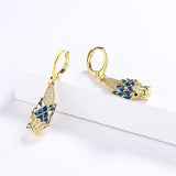 18k Golden Flower Enamel Earrings Christmas Gift Jewelry