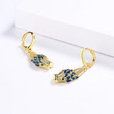 18k Golden Flower Enamel Earrings Christmas Gift Jewelry