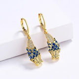 18k Golden Flower Enamel Earrings Christmas Gift Jewelry
