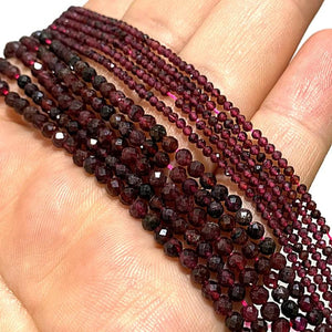 Red Garnet Stone Beads 2-4mm Faceted Round Gemstone