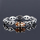 Vintage 925 Silver Ring with CZ Stone Twist Band