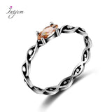 Vintage 925 Silver Ring with CZ Stone Twist Band