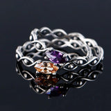 Vintage 925 Silver Ring with CZ Stone Twist Band