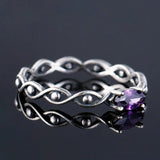 Vintage 925 Silver Ring with CZ Stone Twist Band