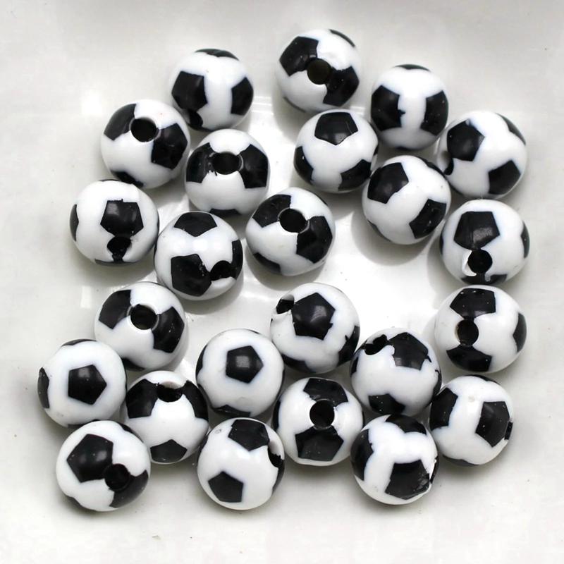 Acrylic Soccer Ball Football Round Beads 12mm Chunky Bead