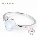 Monkton Moonstone Ring 925 Silver Minimalist Women Engagement Wedding Band