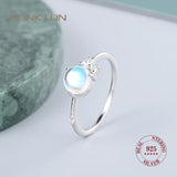 Monkton Moonstone Ring 925 Silver Minimalist Women Engagement Wedding Band