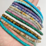 2x6mm Natural Abacus Stone Beads Flat Small Coin Shape Gems Spacer Beads
