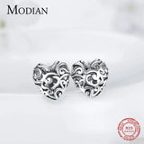 Sterling Silver Hearts Line Stud Earrings for Women