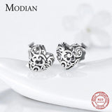 Sterling Silver Hearts Line Stud Earrings for Women
