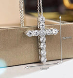 Silver 925 Necklace Zircon Cross Pendant Christmas Gift Jewelry
