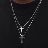Silver 925 Necklace Zircon Cross Pendant Christmas Gift Jewelry