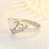 Heart Opal Zircon 925 Silver Ring Wedding Party Accessories