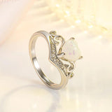 Heart Opal Zircon 925 Silver Ring Wedding Party Accessories