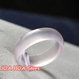 Natural Agate Pink Jade Rings Gemstone Band Chalcedony Jewellery Women Handring