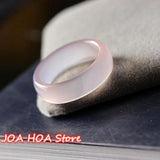 Natural Agate Pink Jade Rings Gemstone Band Chalcedony Jewellery Women Handring