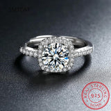 Moissanite Diamond Square Ring D 1CT 2CT 925 Sterling Silver Women Wedding RI018