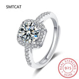 Moissanite Diamond Square Ring D 1CT 2CT 925 Sterling Silver Women Wedding RI018