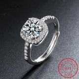 Moissanite Diamond Square Ring D 1CT 2CT 925 Sterling Silver Women Wedding RI018