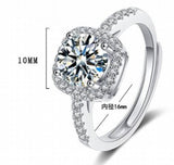 Moissanite Diamond Square Ring D 1CT 2CT 925 Sterling Silver Women Wedding RI018
