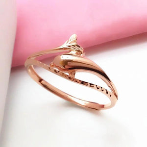 Purple 14K Rose Dolphin Wedding Rings for Couples