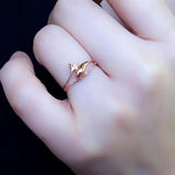 Purple 14K Rose Dolphin Wedding Rings for Couples