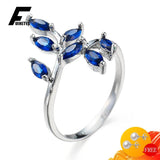 Leaf Shape Sapphire Gemstone Silver Ring for Wedding