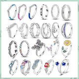 925 Sterling Silver Rings Crown Heart Sunflower Snake Ring For Women