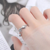 925 Silver Lotus Flower Fish Koi Ring Ethnic Vintage Pendant Jewelry