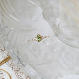 Vintage Olive Green Gem Engagement Ring