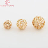 10PCS 8MM 10MM 12MM 24K Brass Round Beads DIY Jewelry Accessories