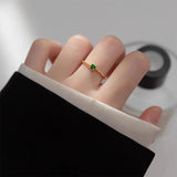 French 925 Silver Emerald Zircon Ring Open Ring for Girlfriends