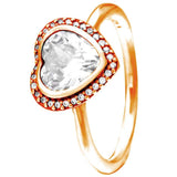 925 Silver Heart Glamour Ring Red Pink Crystal Women Gift DIY Jewelry
