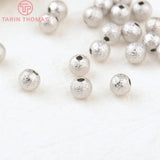 20PCS 3-6MM 24K Plated Brass Matte Round Beads DIY Jewelry Accessories