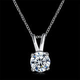 925 Sterling Silver Necklace with 8mm Moissianite Pendant