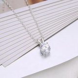 925 Sterling Silver Necklace with 8mm Moissianite Pendant